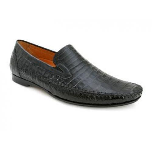 Mezlan "Morellino" Black Genuine Crocodile Skin Loafer Shoes
